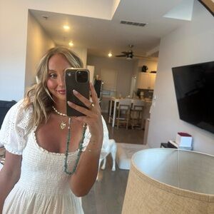 White Eyelet Dress with Puff Sleeves